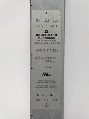 Baumuller Nurnberg BFN 3-1-7-001 Mains filter 275V/480V AC