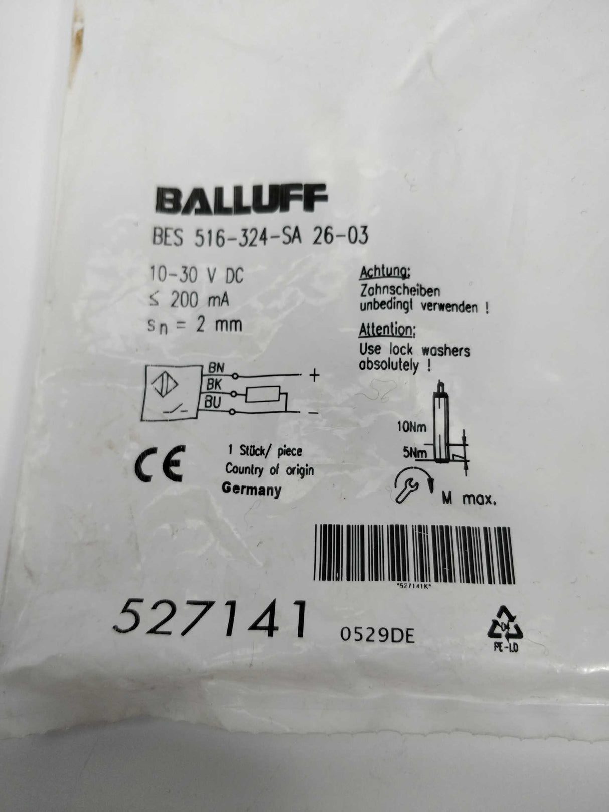 BALLUFF 516-324-SA 26-03 Inductive Sensor