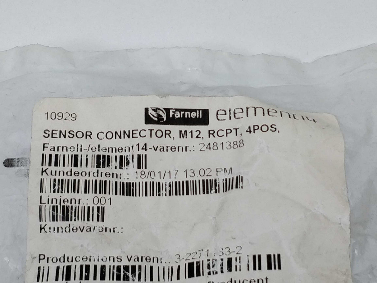 TE Connectivity 3-2271133-2 Sensor connector M12