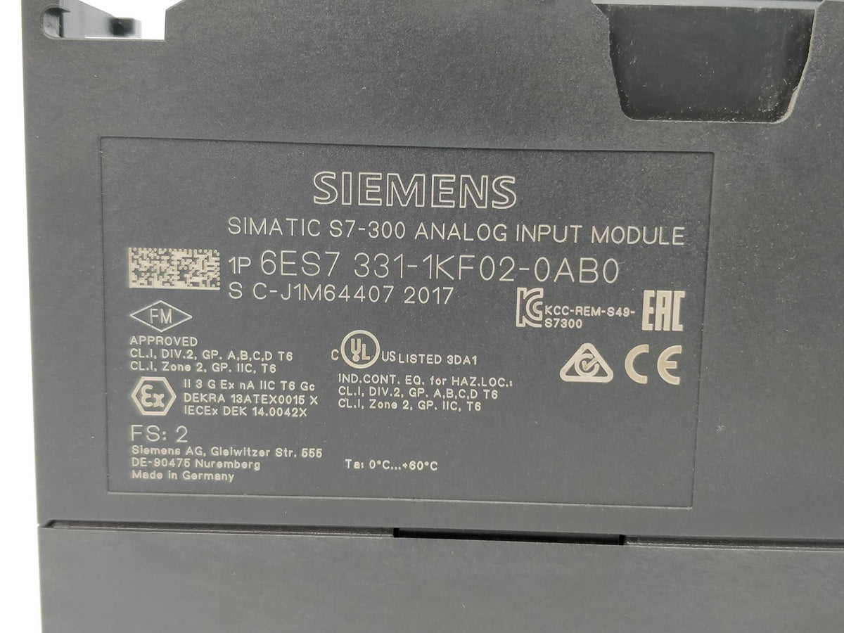 Siemens 6ES7 331-1KF02-0AB0 SIMATIC S7-300 Analog input