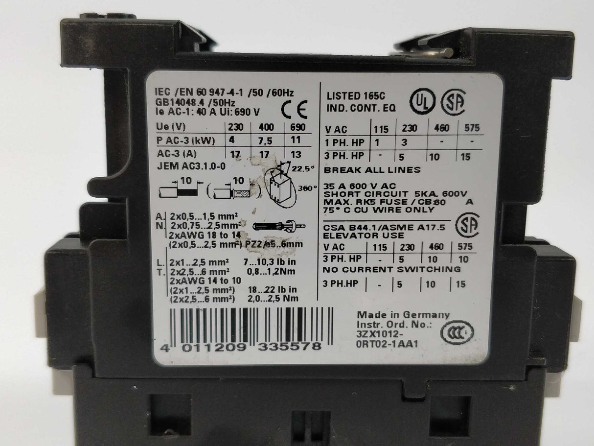 Siemens 3RT1025-1AL20 Power contactor