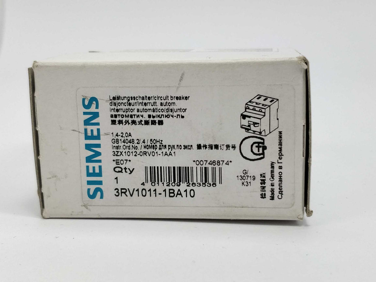 Siemens 3RV1011-1BA10 Circuit breaker for motor protection