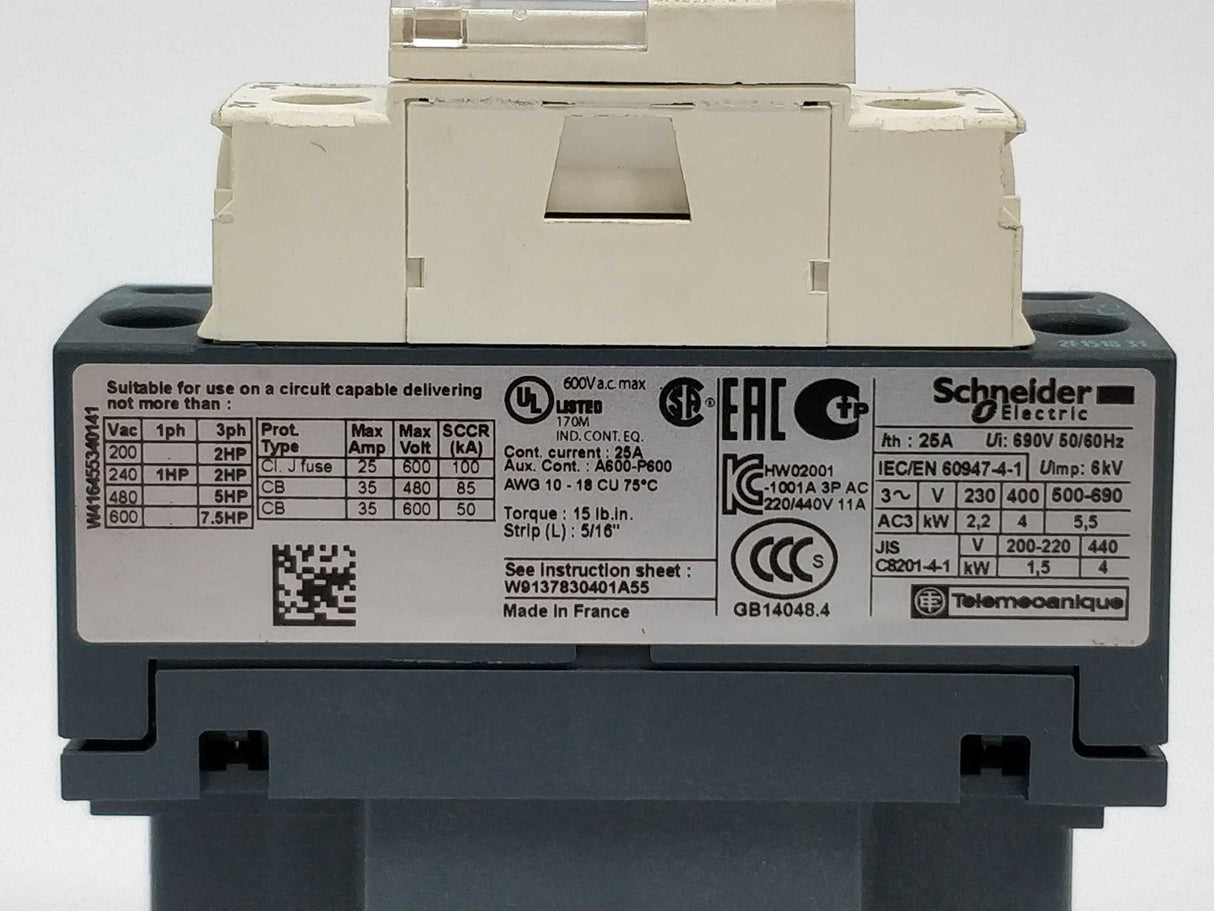 Schneider Electric LC1D09 TeSys D Contactor