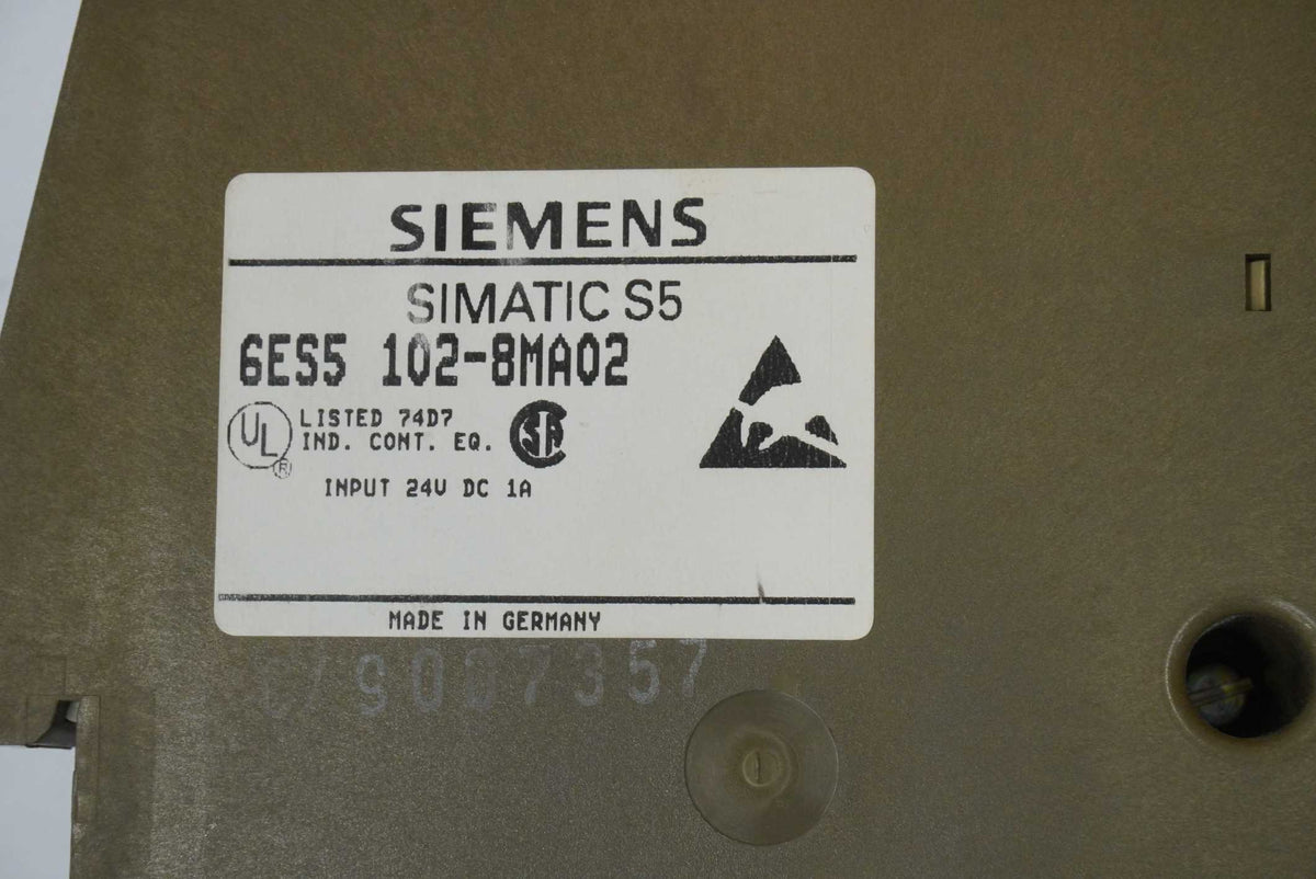 Siemens 6ES5102-8MA02 SIMATIC S5-100U, CPU 102 Central Processing Unit
