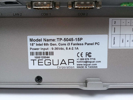 Teguar TP-5045-15P 15'' Intel 6th Gen. Core i3 Fanless PC