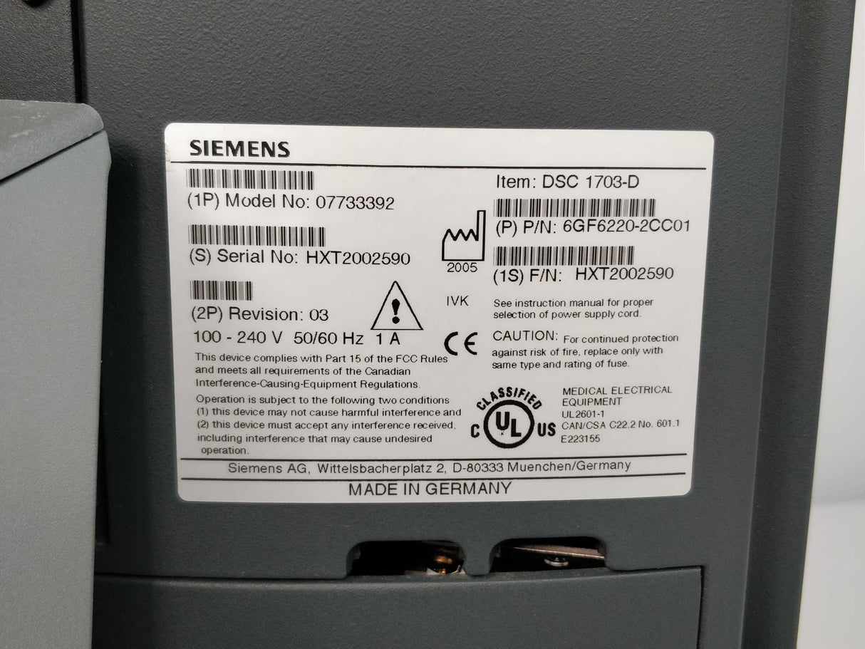 Siemens DSC 1703-D Navigator Medical Display