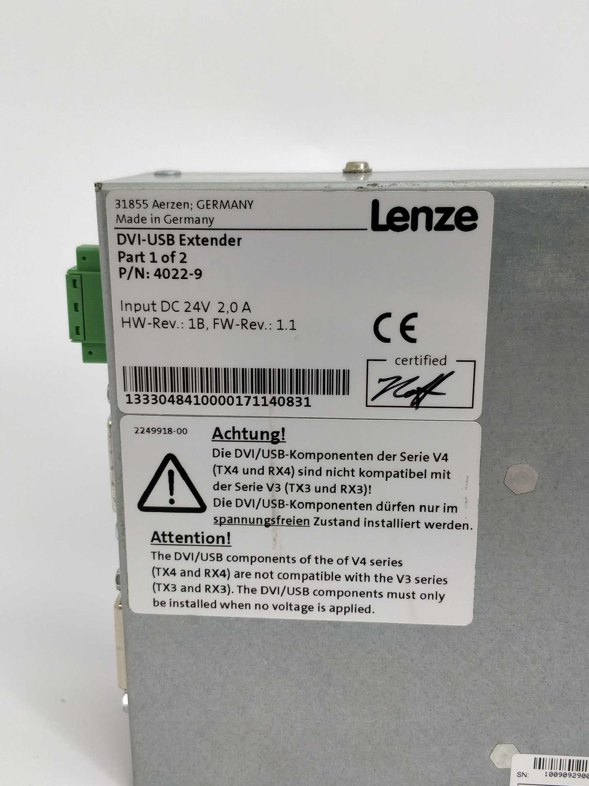 LENZE 4022-9 DVI-USB TX4 extender