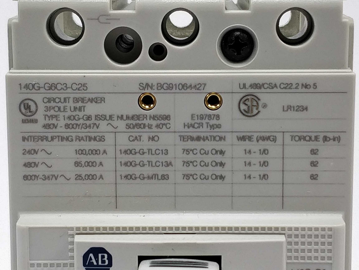 AB 140G-G6C3-C25 Molded Case Circuit Breaker Ser. A