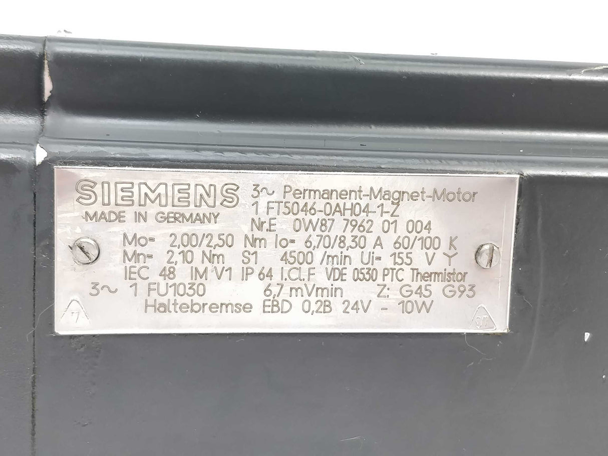 Siemens 1FT5046-0AH04-1-Z 3~ permatent-maget-motor