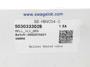 Swagelok SS-HBVC04-C Bellows sealed valve S03033302B