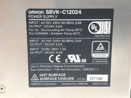 OMRON S8VK-C12024 Power supply DC24V 5A/4A