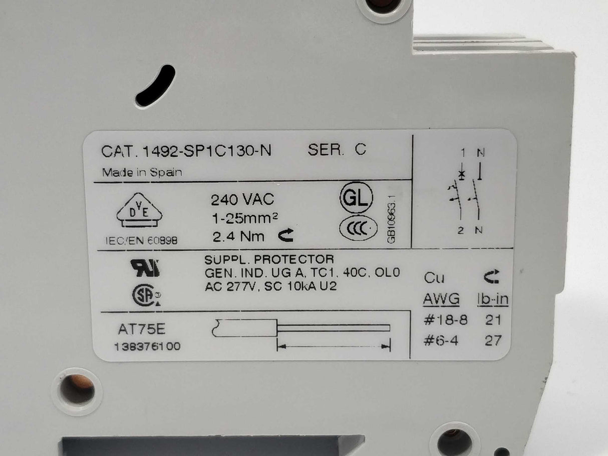 AB 1492-SP1C130-N Circuit breaker 13 AMP Ser. C