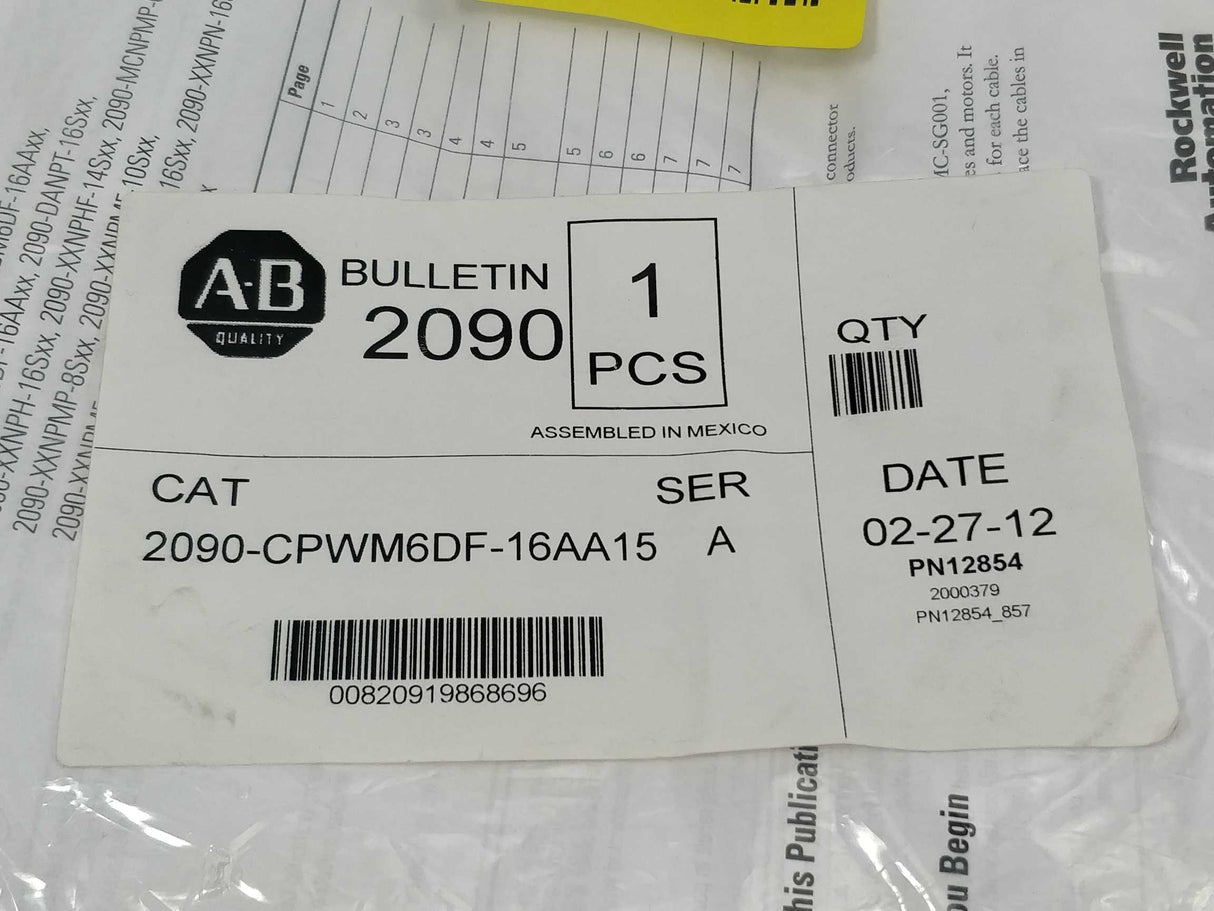 AB 2090-CPWM6DF-16AA15 Power and feedback cable Ser.A
