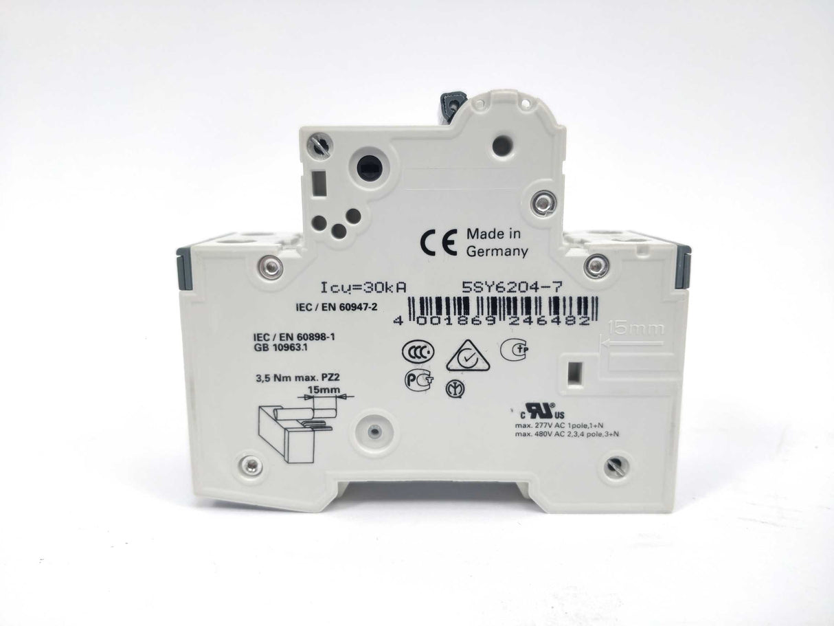 Siemens 5SY6204-7 Circuit Breaker 5SY62 MCB C4, 400V