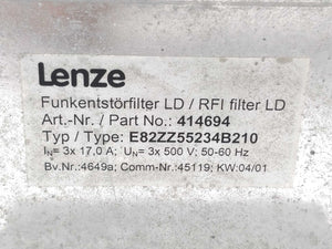 LENZE E82ZZ55234B210 RFI Filter LD 414694
