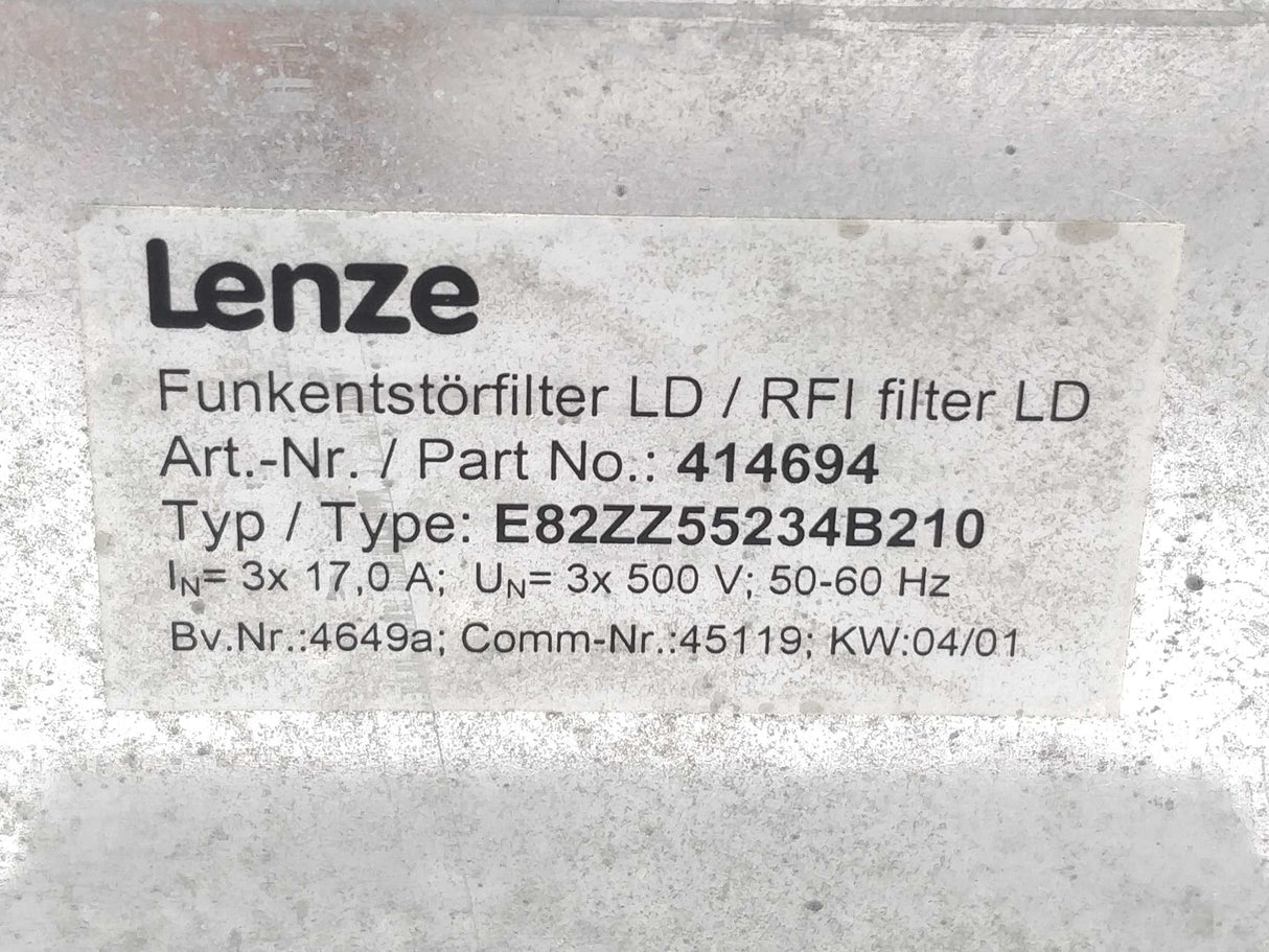 LENZE E82ZZ55234B210 RFI Filter LD 414694