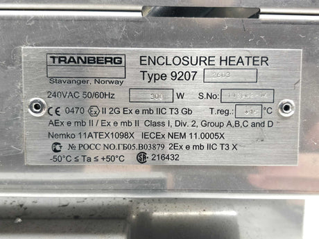 TRANBERG 92072603 & TEF50239271 Enclosure heater