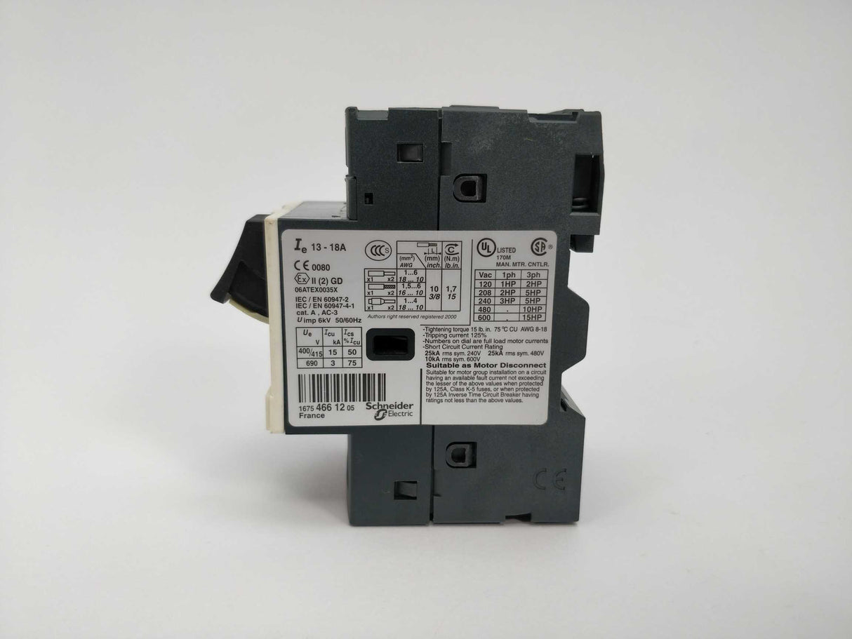 TELEMECANIQUE GV2ME20 Motor circuit breaker 13-18A