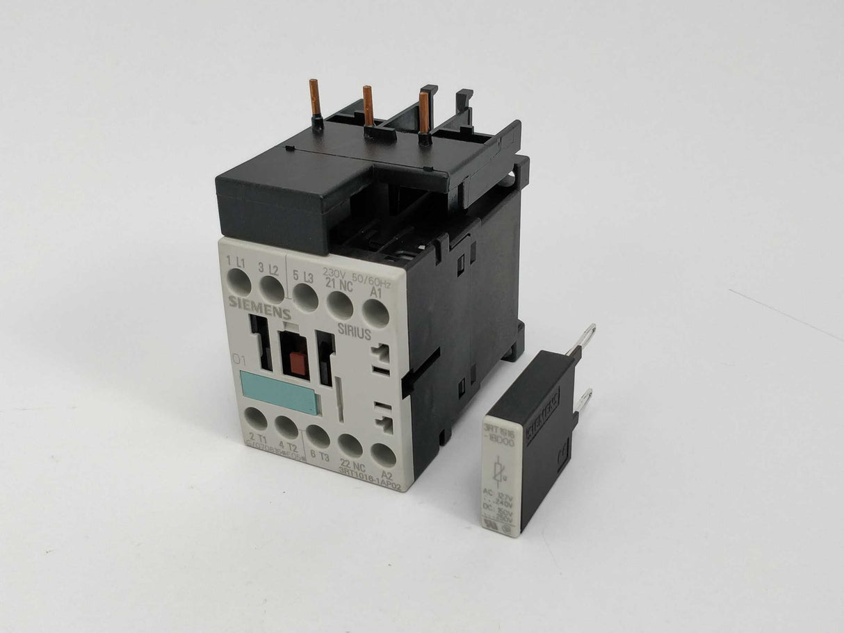 Siemens 3RT1016-1AP02 Power contactor E05 with 3RT1916-1BD00 E02