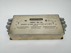 SCHAFFNER FN351-80-34 Power Line Filter 80A 440VAC