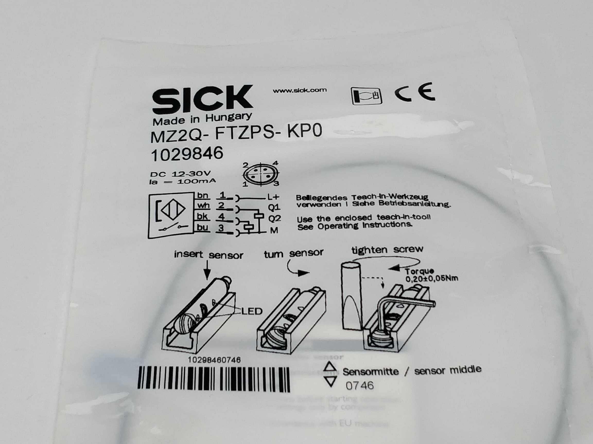 Sick 1029846 Mz2q-Ftzps-Kp0 – New/Unused Sensor, Original Packaging