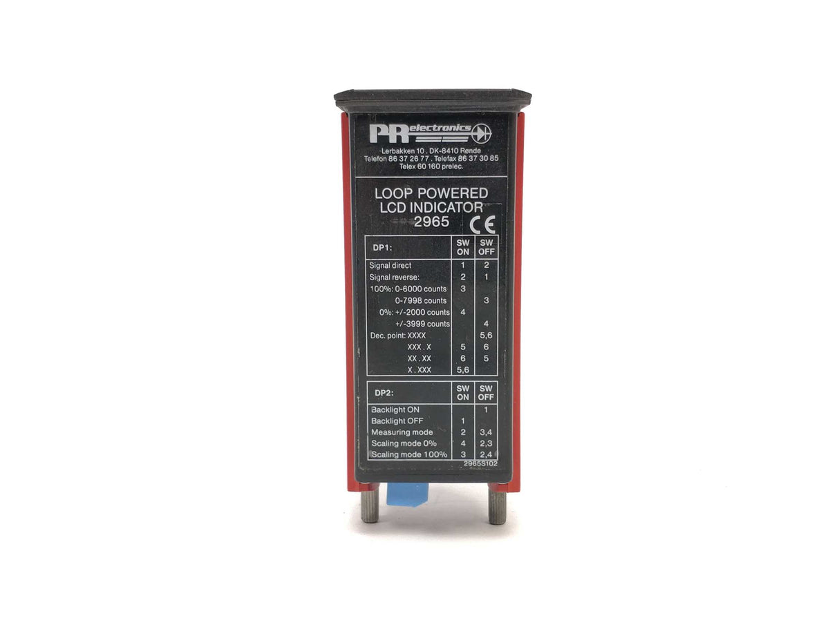 PR Electronics 2965A1A Loop powered LCD indicator, Input: 4-20 mA