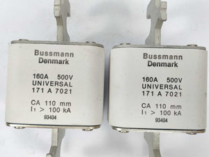 Bussmann 171A7021 Fuse 160A 500V universal CA 110mm 100kA 2 Pcs.