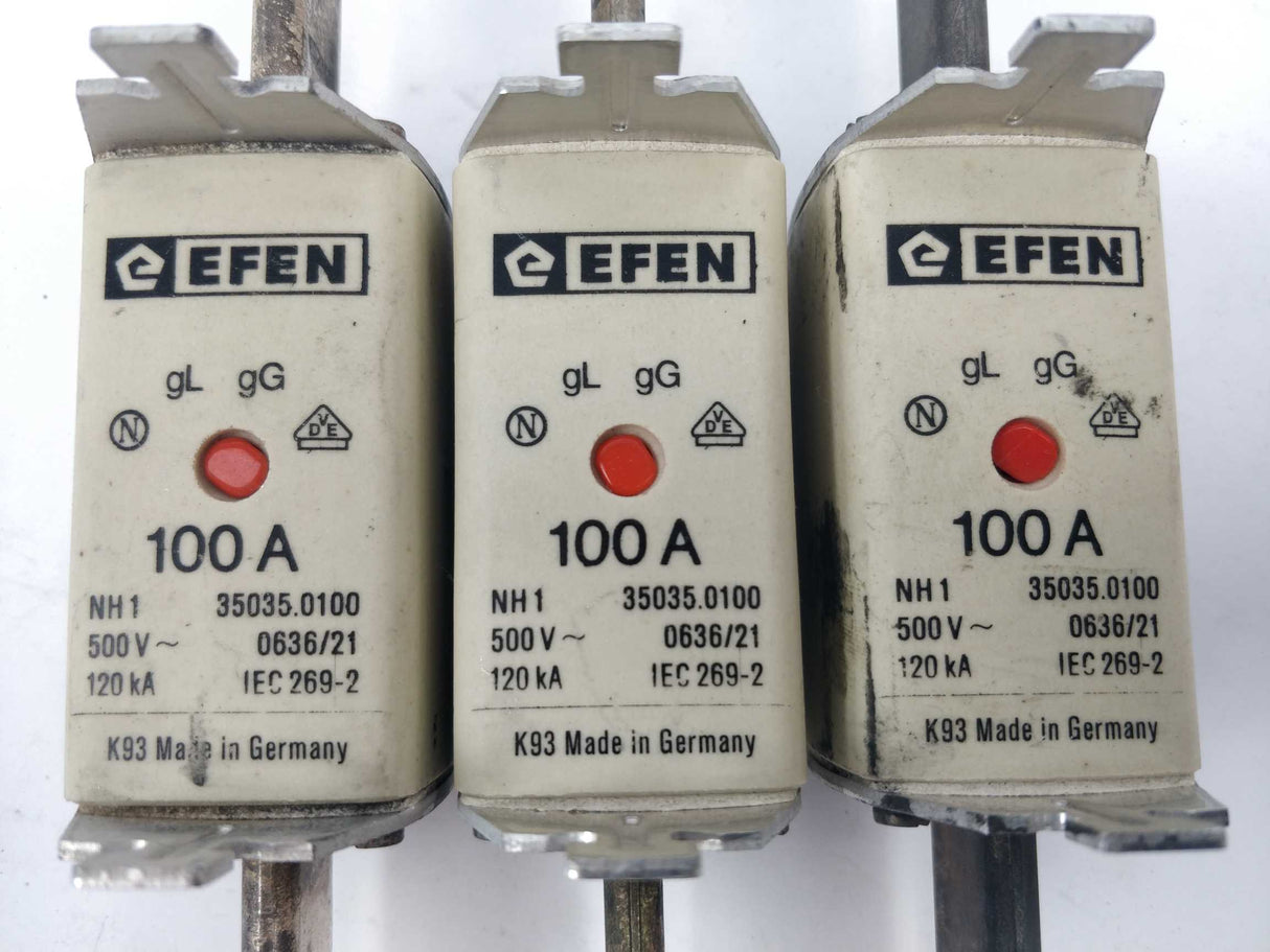 Efen 350350100  Fuse 100A 500V gL NH1 120kA 3Pcs.