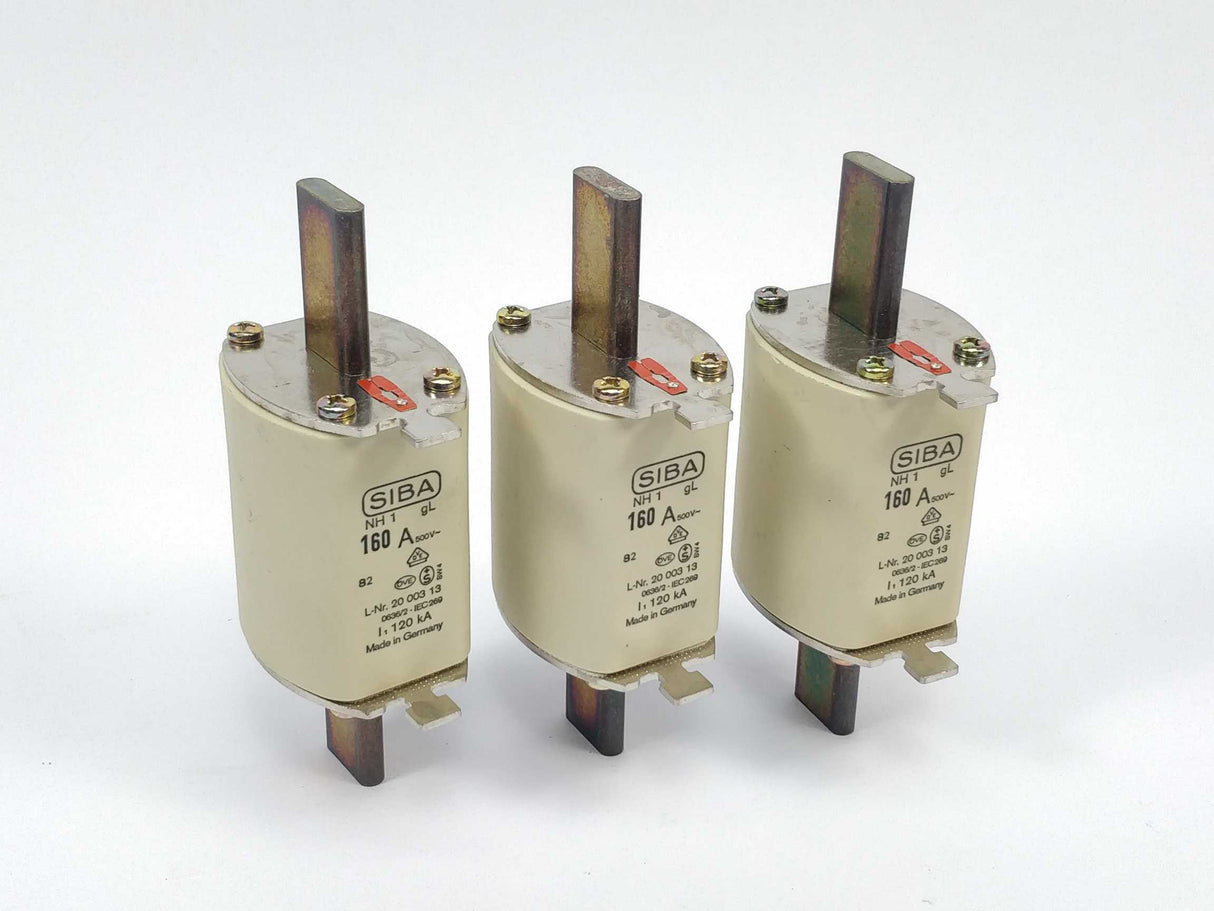 SIBA 2000313/82 Fuse 160A 500V gL NH1 120kA 3Pcs.