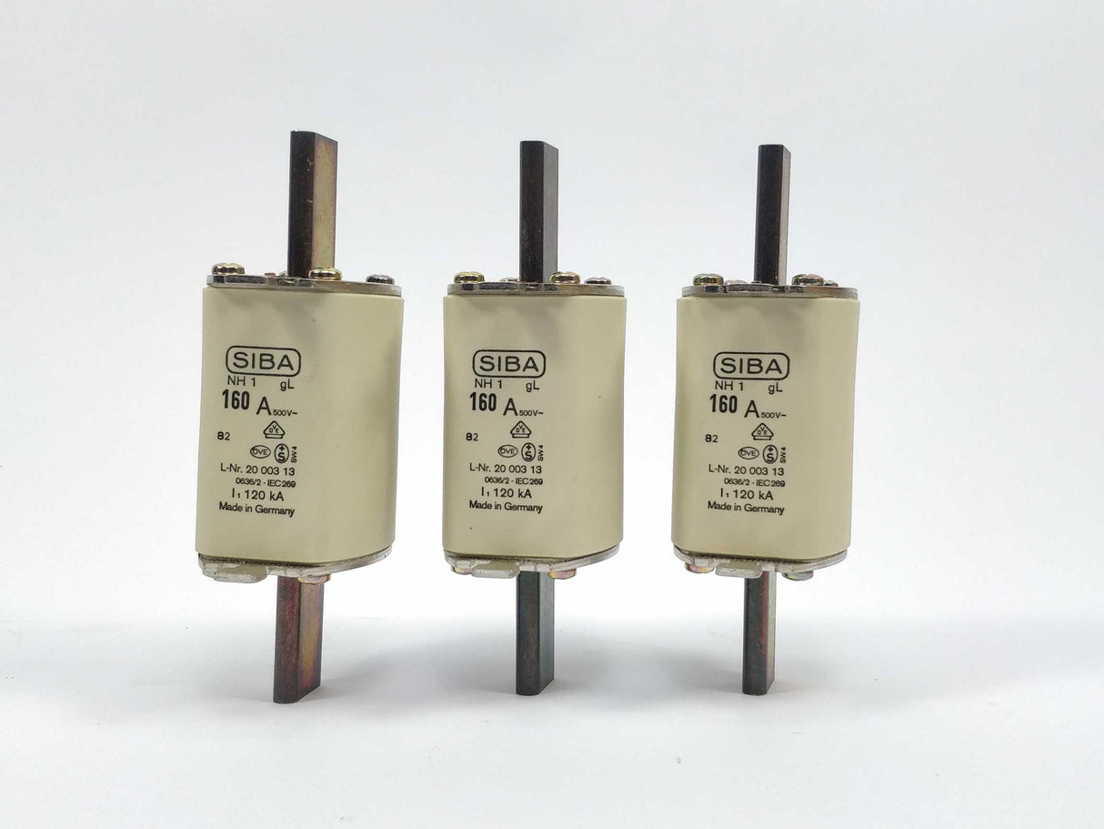 SIBA 2000313/82 Fuse 160A 500V gL NH1 120kA 3Pcs.