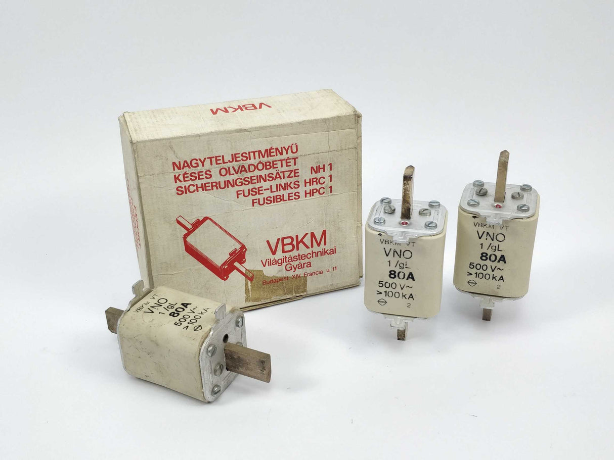 VBKM  Fuse 80A 500V gL NH1 100kA 3Pcs.