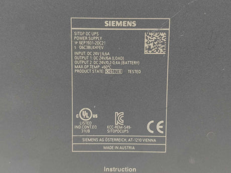 Siemens 6EP1931-2DC21 uninterruptible power supply