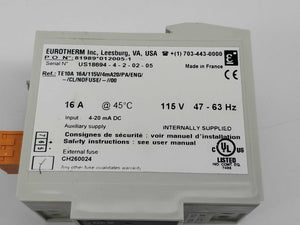 Eurotherm TE10A 16A/115V/4mA20/PA/ENG7CL/NOFUSE/-//00 External fuse