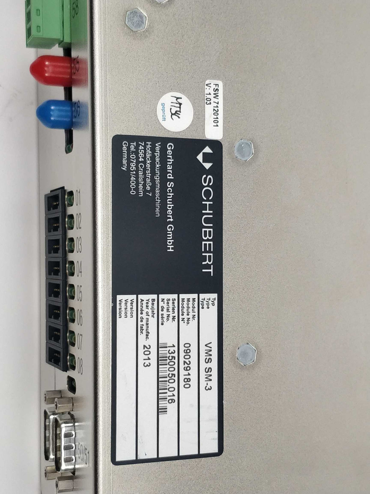 Schubert 09029180 VMS SM-3 Servo Controller Module