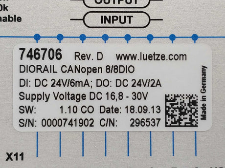 Luetze 746706 Diorail CANopen 8/8DIO Power supply