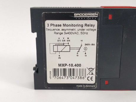 BRODERSEN MXP-10.400 3-Phase Monitoring Relay 240V~/8A