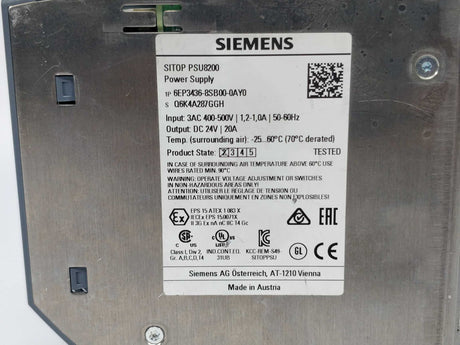 Siemens 6EP3436-8SB00-0AY0 SITOP PSU8200 24V 20A Power supply