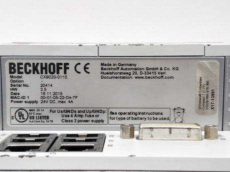 Beckhoff CX9020-0110 Basic CPU module
