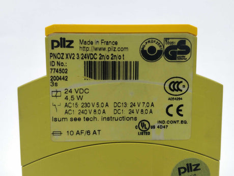 Pilz 774502 PNOZ XV2 3/24VDC 2n/o 2n/o t