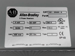 AB 1321-3RA80-B Bulletin 1321 Line Reactor ser B