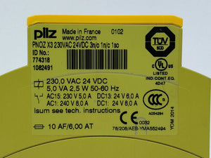 Pilz 774318 PNOZ X3 230VAC 24VDC 3n/o 1n/c 1so