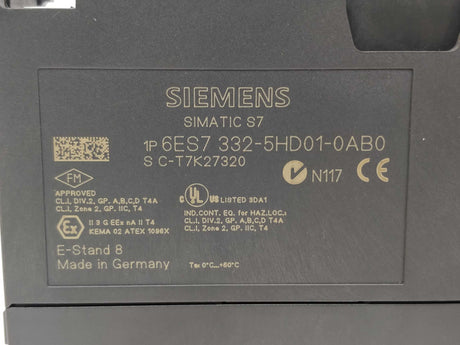Siemens 6ES7 332-5HD01-0AB0 Analog output SM332 SC-T7K27320 4x12bit