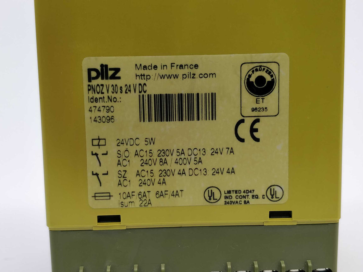 Pilz 474790 PNOZV 30s 24VDC safety relay 24VDC 5W