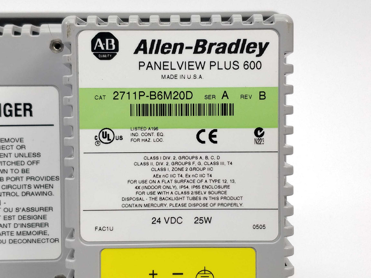 AB 2711P-B6M20D Ser. A Rev. B Panel View Plus 600
