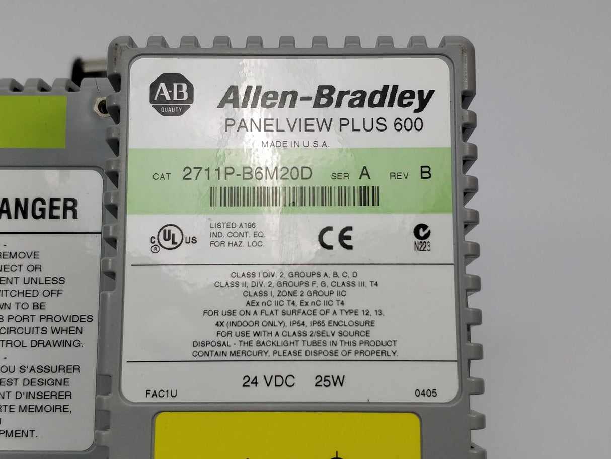 AB 2711P-B6M20D Ser. A Rev. B Panel View Plus 600