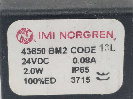 NORGREN 43650 BM2 13L Coil 24VDC