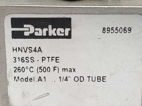 Parker HNVS4A Needle Pattern Hand Valves, Straight and Angle Styles