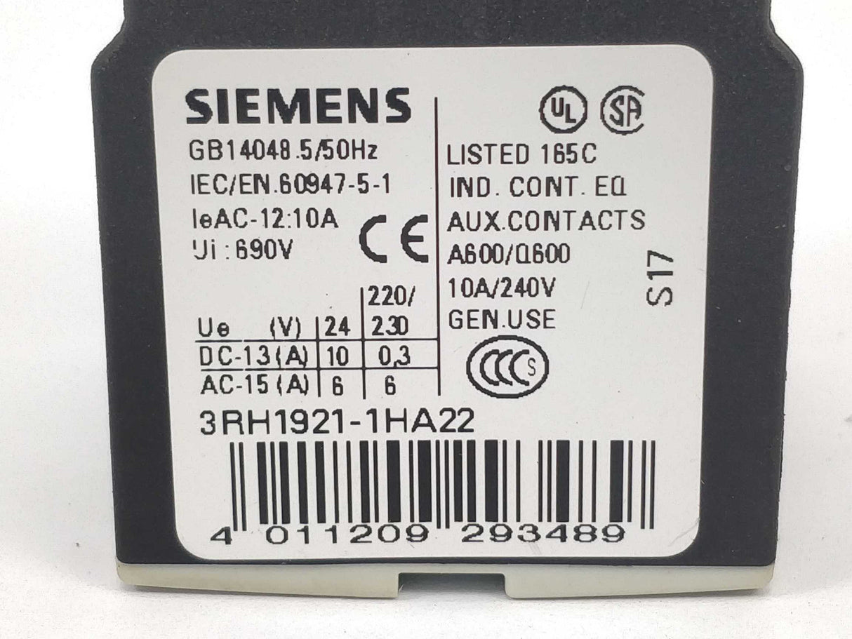Siemens 3RH1921-1HA22 Auxiliary switch block