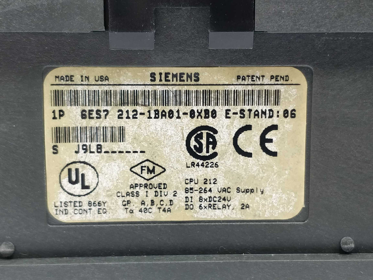 Siemens 6ES7212-1BA01-0XB0 SIMATIC S7-200, CPU 212 COMPACT UNIT 512
