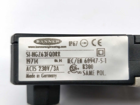 BANNER SI-HGZ63FQDRR Hinge Safety Interlock Switch